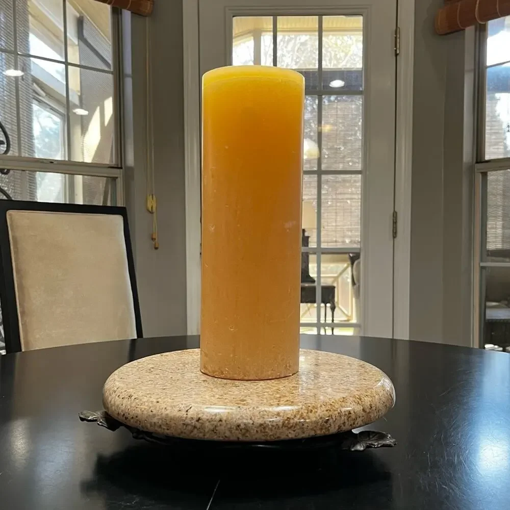 NEW Pottery Barn Timber Pillar Cylinder Centerpiece Long Burning Wax Candle 12”
